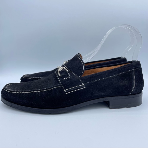 Santoni Hamlin Silver-Tone Bit Suede Loafers - Picture 7 of 16